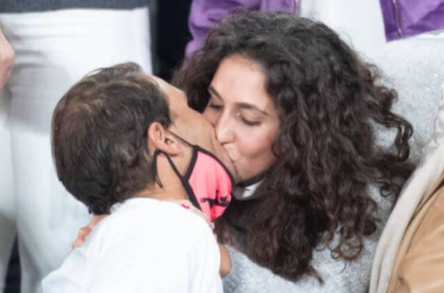 The victory moment of husband, Rafael Nadal, and wife, Xisca Perello.